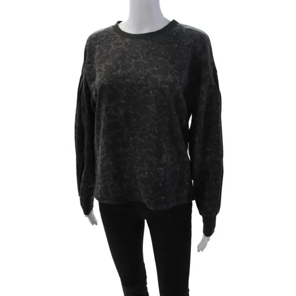 Z Supply Womens Pullover Crew Neck Printed Sweatshirt Gray Cotton Size XS